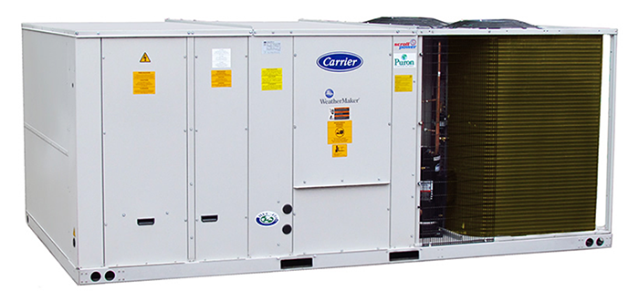 Equipamento rooftop Carrier para climatização industrial